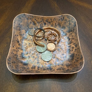 Copper Bowl - Small Decorative Hand Hammered Copper Bowl with a Patina Finish - 7th Anniversary Gift - Handcrafted by JW