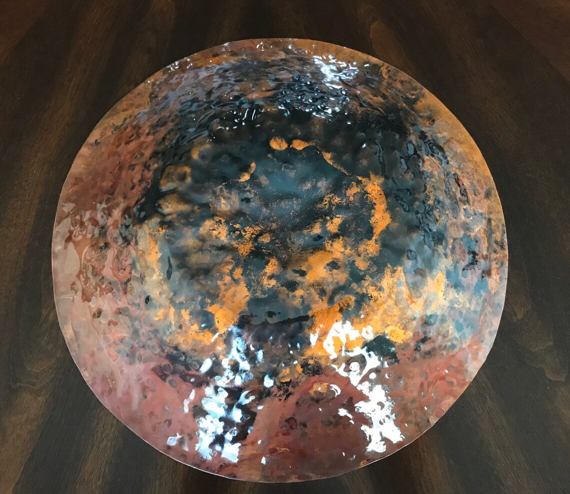 Copper Bowl Large 12 Inch Decorative Hammered Copper Bowl Etsy