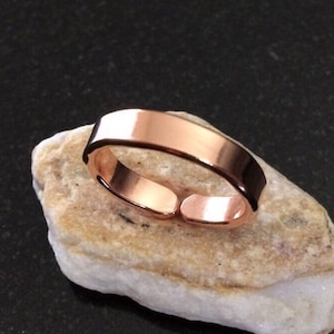 Anillo de cobre ajustable, alambre de cobre calibre 8, brillante, banda de 3/16 pulgadas (4,76 mm) de ancho, hecho a mano por JW