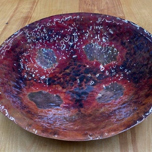 Copper Bowl - Large 16 Inch Decorative Hand Hammered Copper Bowl with a Patina Finish - 7th Anniversary Gift - Handcrafted by JW