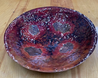 Copper Bowl, Hand Hammered, Decorative Centerpiece, Patina Finish
