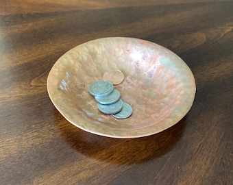 Copper Bowl, Hand Hammered, Decorative Centerpiece, Patina Finish