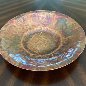 Copper Bowl - 12 Inch Decorative Hammered Copper Bowl with a Patina Finish - 7th Anniversary Gift - Handcrafted by JW