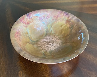 Copper Bowl, Hand Hammered, Decorative Centerpiece, Patina Finish