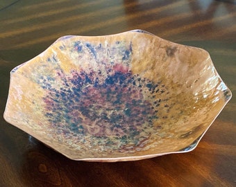 Copper Bowl, Hand Hammered, Decorative Centerpiece, Patina Finish