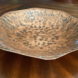 Copper Bowl - 12 Inch Decorative Hand Hammered Copper Bowl with a Patina Finish - 7th Anniversary Gift - Handcrafted by JW