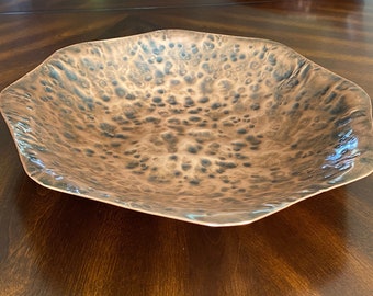 Copper Bowl, Hand Hammered, Decorative Centerpiece, Patina Finish
