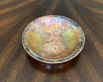 Copper Bowl, Hand Hammered, Decorative Centerpiece, Patina Finish