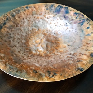 Copper Bowl - 12 Inch Decorative Hand Hammered Copper Bowl with a Patina Finish - 7th Anniversary Gift - Handcrafted by JW