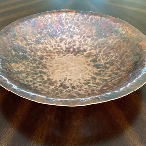 Copper Bowl - 12 Inch Decorative Hammered Copper Bowl with a Patina Finish - 7th Anniversary Gift - Handcrafted by JW