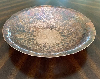 Copper Bowl, Hand Hammered, Decorative Centerpiece, Patina Finish