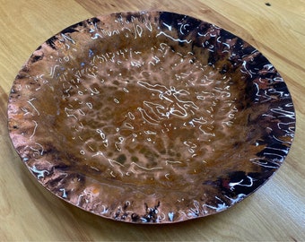 Copper Bowl, Hand Hammered, Decorative Centerpiece, Patina Finishh Anniversary Gift - Handcrafted by JW