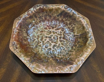 Copper Bowl, Hand Hammered, Decorative Centerpiece, Patina Finish