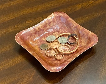 Copper Bowl, Hand Hammered, Decorative Centerpiece, Patina Finish