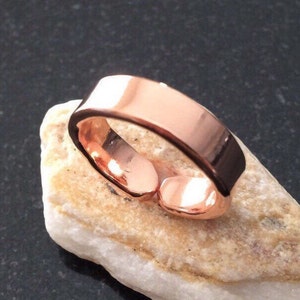 Anillo de cobre ajustable, alambre de cobre calibre 6, brillante, banda de 1/4 de pulgada (6,35 mm) de ancho, hecho a mano por JW