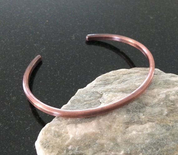 Copper Bracelet Adjustable, Gauge Flat Hammered Copper Wire
