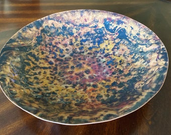 Copper Bowl, Hand Hammered, Decorative Centerpiece, Patina Finish