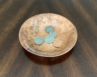 Copper Bowl, Hand Hammered, Decorative Centerpiece, Patina Finish