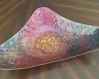 Copper Bowl, Hand Hammered, Decorative Centerpiece, Patina Finish