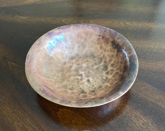 Copper Bowl, Hand Hammered, Decorative Centerpiece, Patina Finish