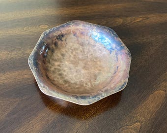 Copper Bowl, Hand Hammered, Decorative Centerpiece, Patina Finish