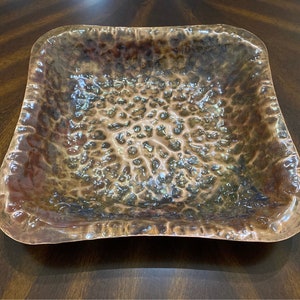 Copper Bowl - 12 Inch Decorative Hand Hammered Copper Bowl with a Patina Finish - 7th Anniversary Gift - Handcrafted by JW