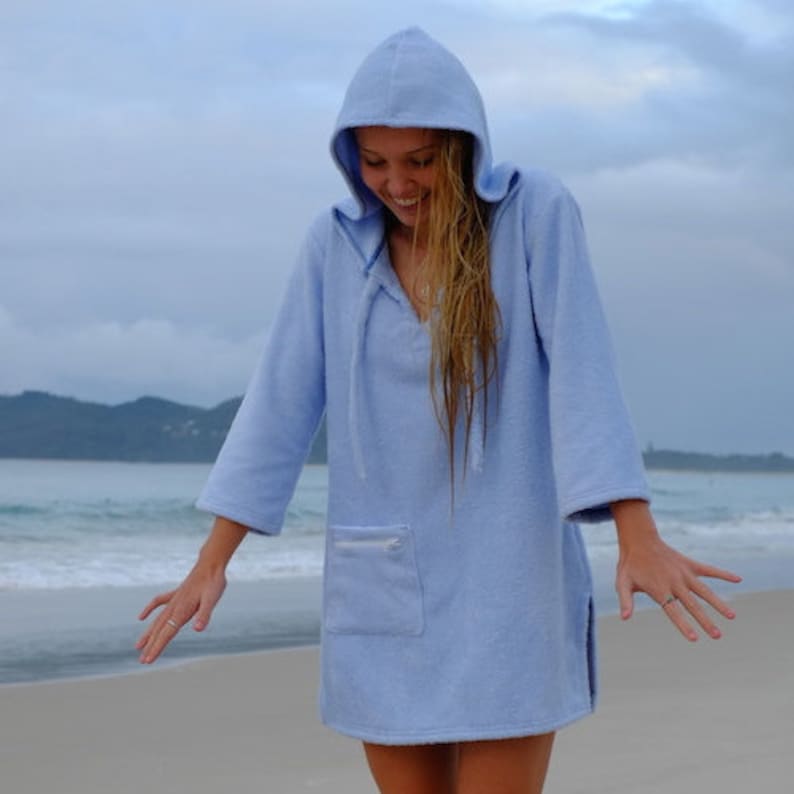 Surf poncho changing robe Ladies Hooded towel dress Pink Etsy