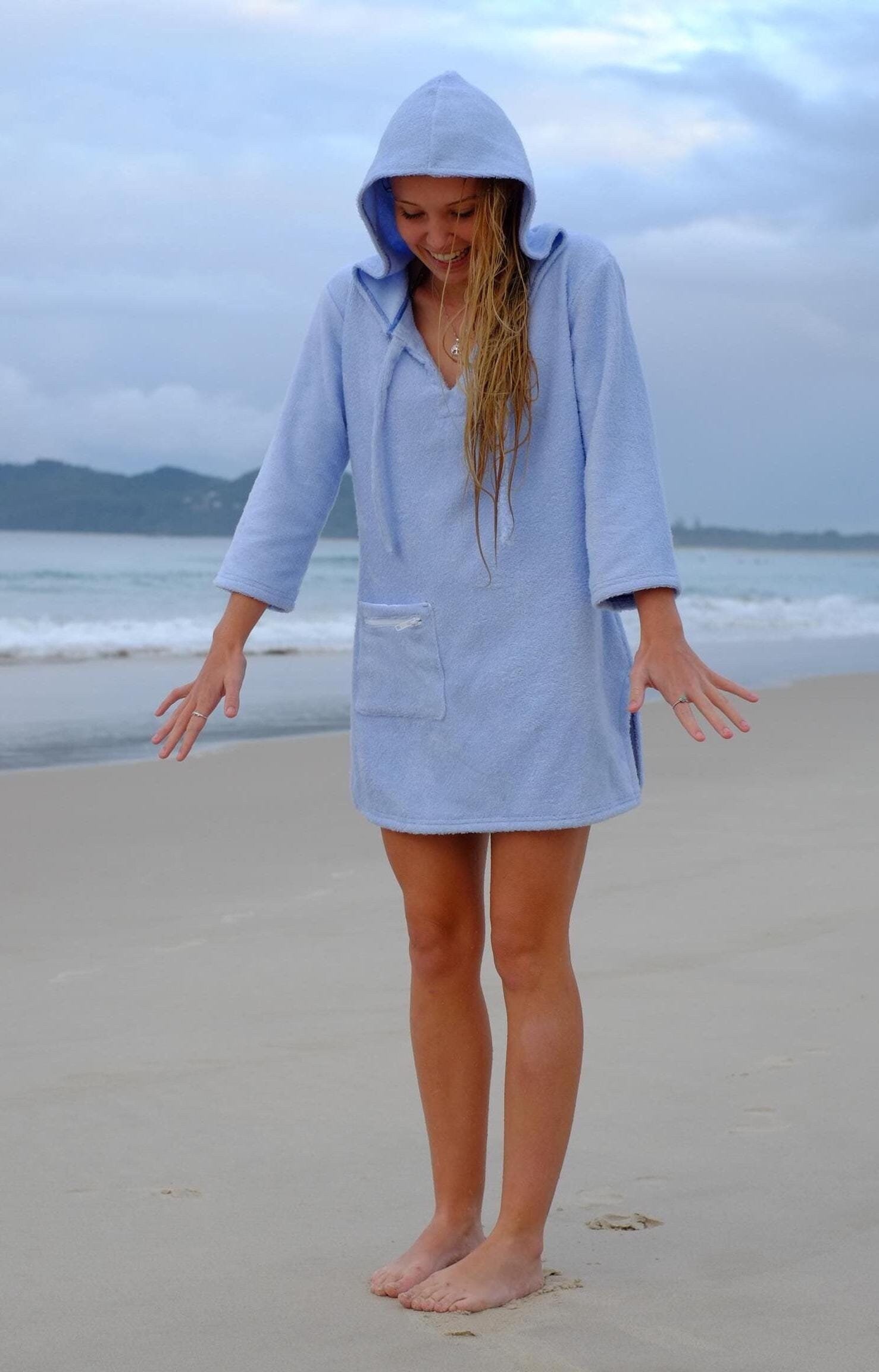 Hooded towelling beach dress womens hotsell