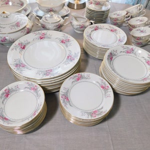 Buy 77 Pc China Dinnerware Service for 10platter covered Vegetable serving Bowl sugar Creamer gravy Boat royal Embassy Saratoga Rose Pattern Online in India Etsy