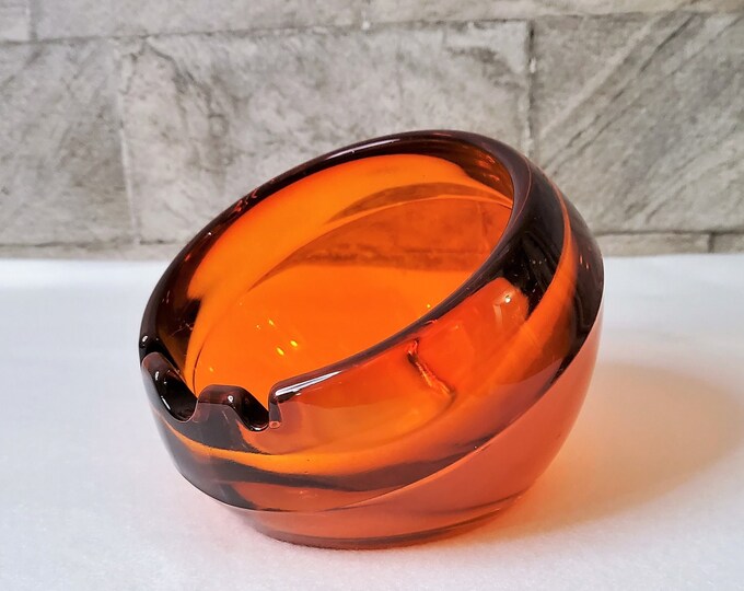 Viking Glass Orb Ashtraymidcentury Modern Art Glass Etsy