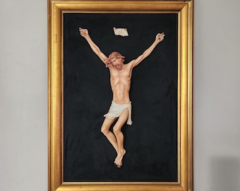 Rare Cortese Jesus Figurine Mounted & Framed-Vintage Italian Capodimonte Porcelain ~ Imperfect, See Photos