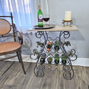 Vintage 15 Bottle Wine Rack Floor Standing W tabletop metal Scroll and Grape Design Etsy