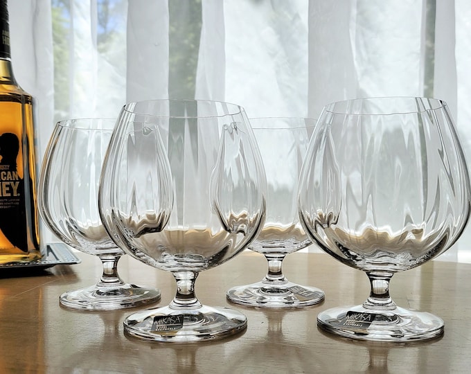 Set of 4 Vintage Mikasa Crystal Brandy Sniftersstephanie Pattern T7201 Etsy
