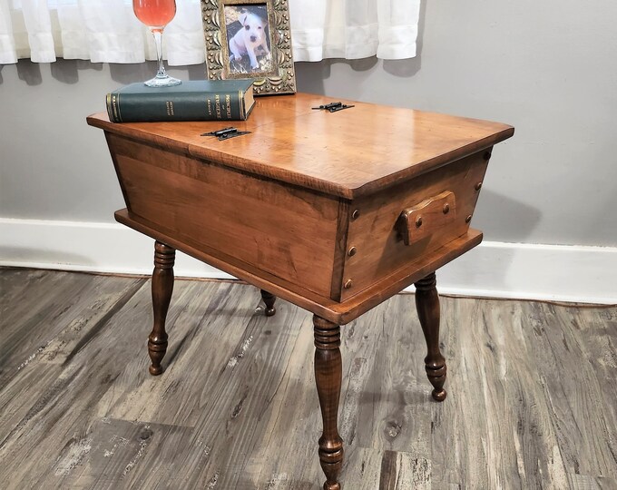 Vintage Maple Dough Box End Table W/storage Etsy