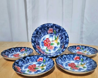 5 Vintage Japanese Hummingbird Bowls-Andrea by Sadek Made in Japan