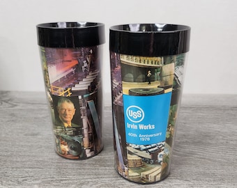 Vintage USS Steel Tumblers: 1978 Irvin Works Anniversary, Set of 2