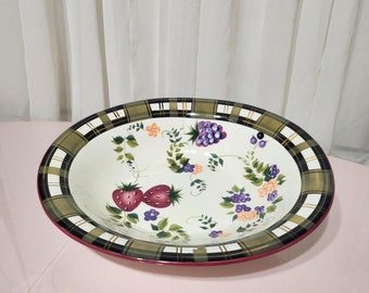 Vintage Oneida Strawberry Plaid Oval Serving Bowl
