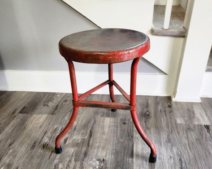 Vintage Industrial Metal Stoollow Chair Height W/tripod Legs Etsy