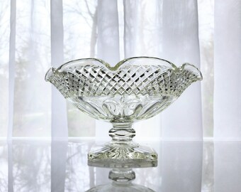 Vintage Westmoreland Waterford Centerpiece Bowl w/Scalloped Crimped Edge