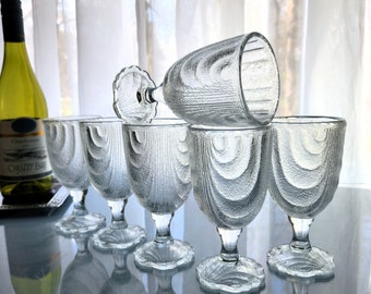 6 Vintage Anchor Hocking Shell Juice/Wine Glasses-Beach House Bar