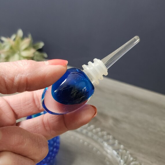 Vintage Hand Blown Perfume Bottle-Blue Murano Art… - image 6