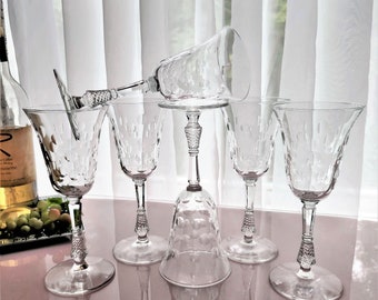 Set of 6 Vintage Rock Sharpe Raindrop Water/Wine Glasses