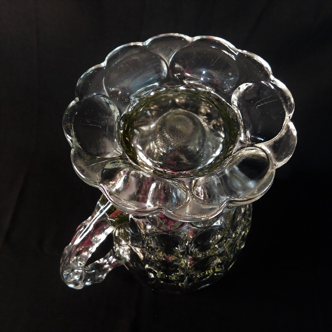 Vintage Thumbprint PitcherHeavy Clear Glass Etsy