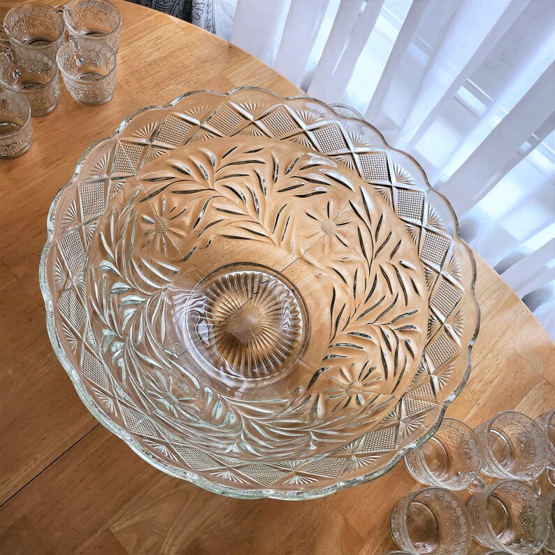 Vintage L.E. Smith Large Punch Bowl Set W/18 Cups & Etsy
