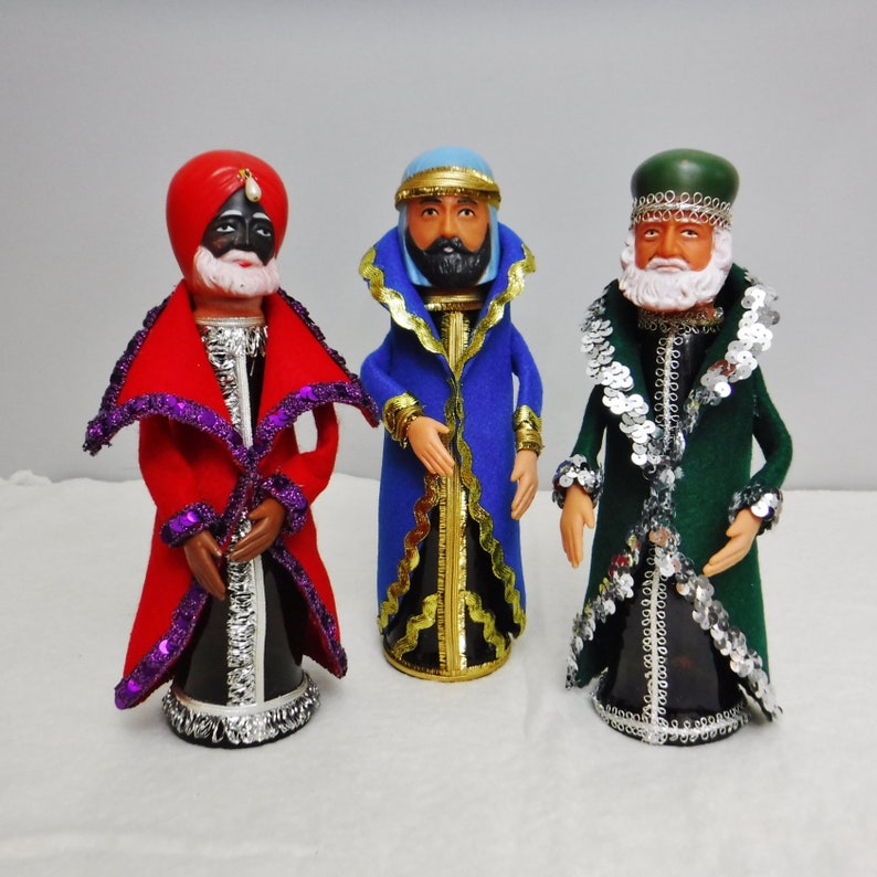 The Three Wise Men Three Kings Christmas Decorations Kitschy Vintage Beer Bottle Figurines