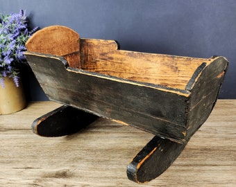 Antique/Vintage Wood Doll Cradle-Aged & Primitive for Display not Play