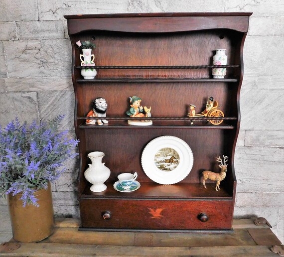 Wall Hanging Spice Rack Display Shelf W Drawer Vintage Spice Etsy