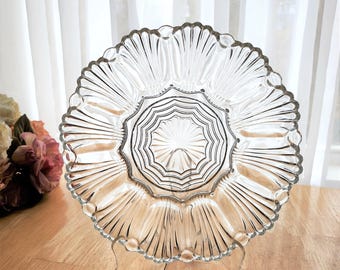 Vintage Anchor Hocking Egg Plate-Deviled Egg Tray Fan/Shell Pattern 896