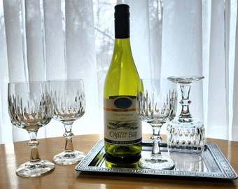 4 Vintage Schott Zwiesel Flamenco Wine Glasses-Cut Crystal Stemware-8 oz