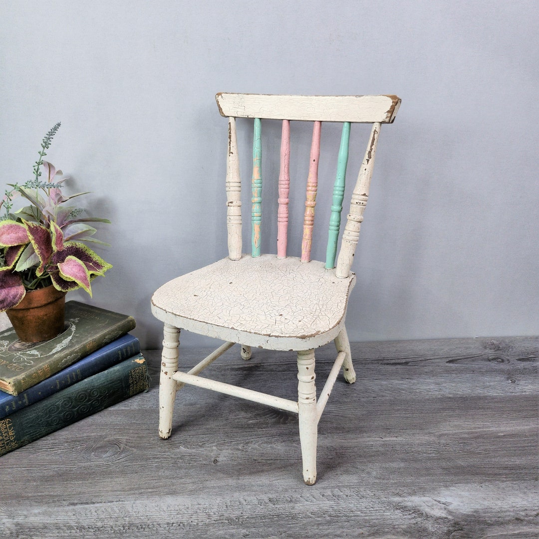 Antique/vintage Children's Chair With Worn Chippy Paintfarmhouse Decor